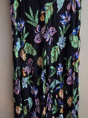 Philosophy Size 12 (Large) Black Green Tropical Wide Leg Pants